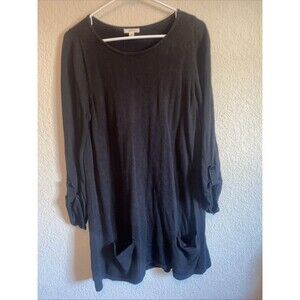 Caslon Sweater Dress Pockets Pima Cotton Stretch Minimalist M Lagen Cottage Roll